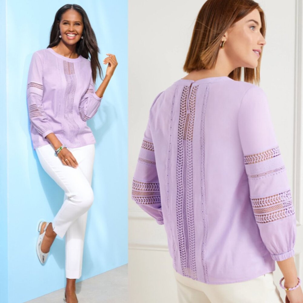 Talbots Embroidered Trim Top Size Mp - image 1